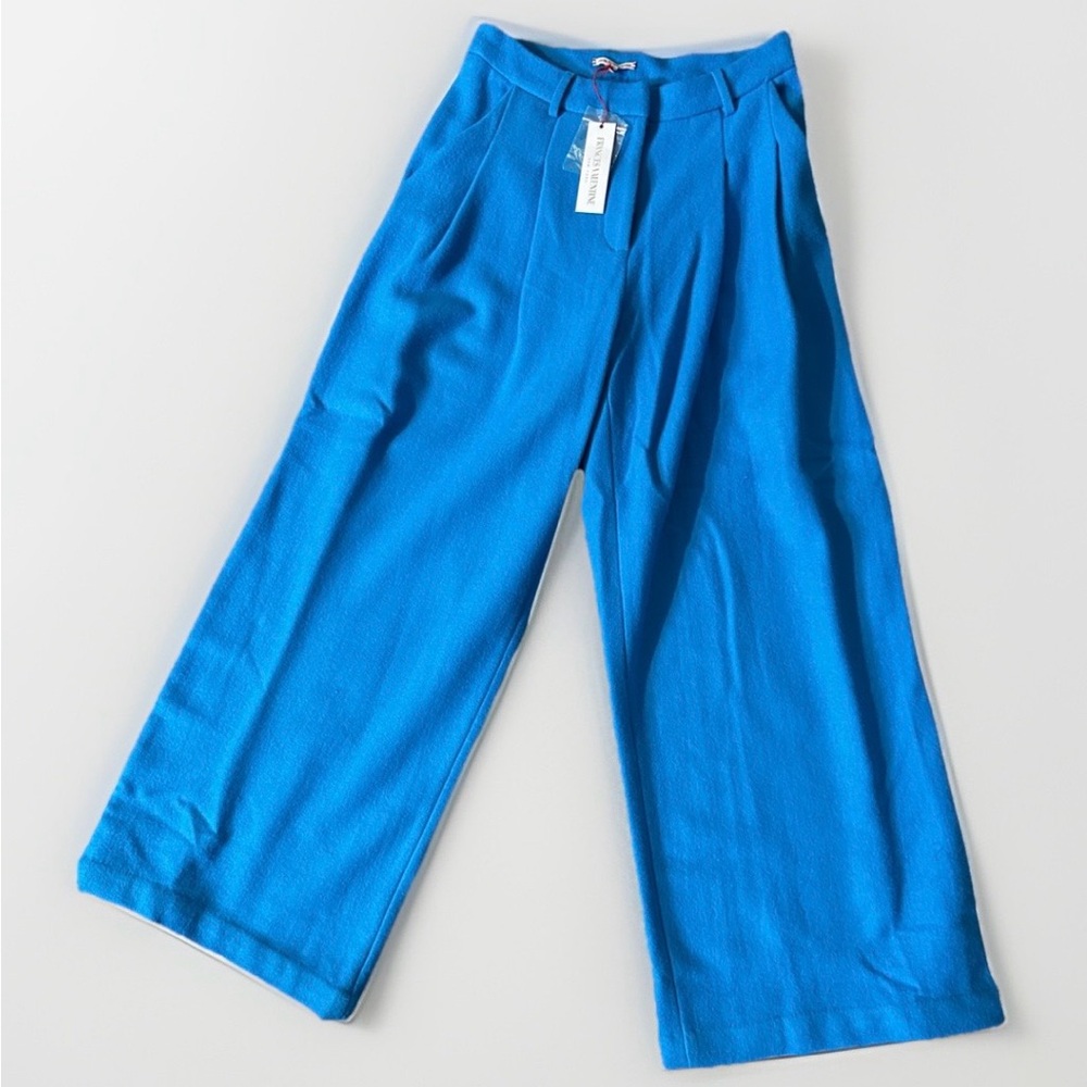 Frances Valentine Bossy Pant Wide Leg Wool Turquoise Size 4 NWT - Picture 4 of 9